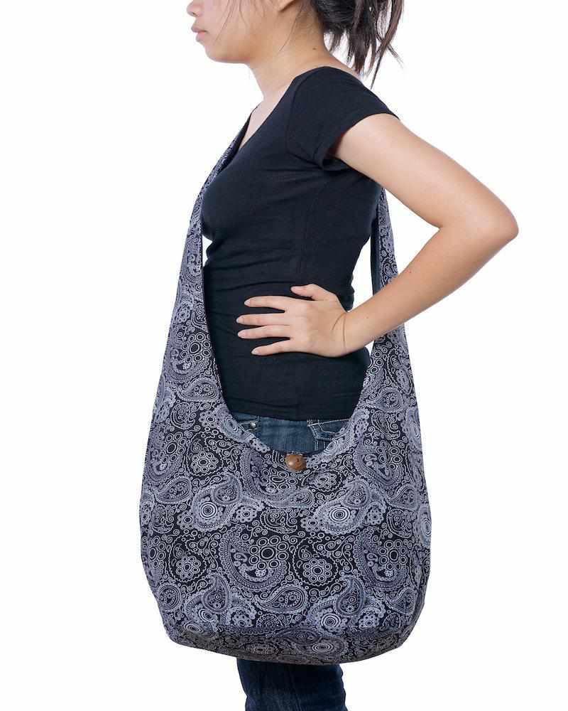 Black and Grey Sling Handbag - Lannaclothesdesign Shop