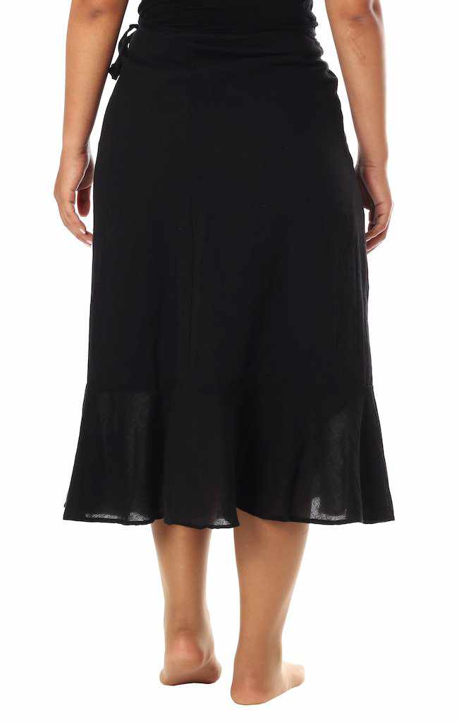 BLACK COTTON MIDI SKIRT - Lannaclothesdesign Shop