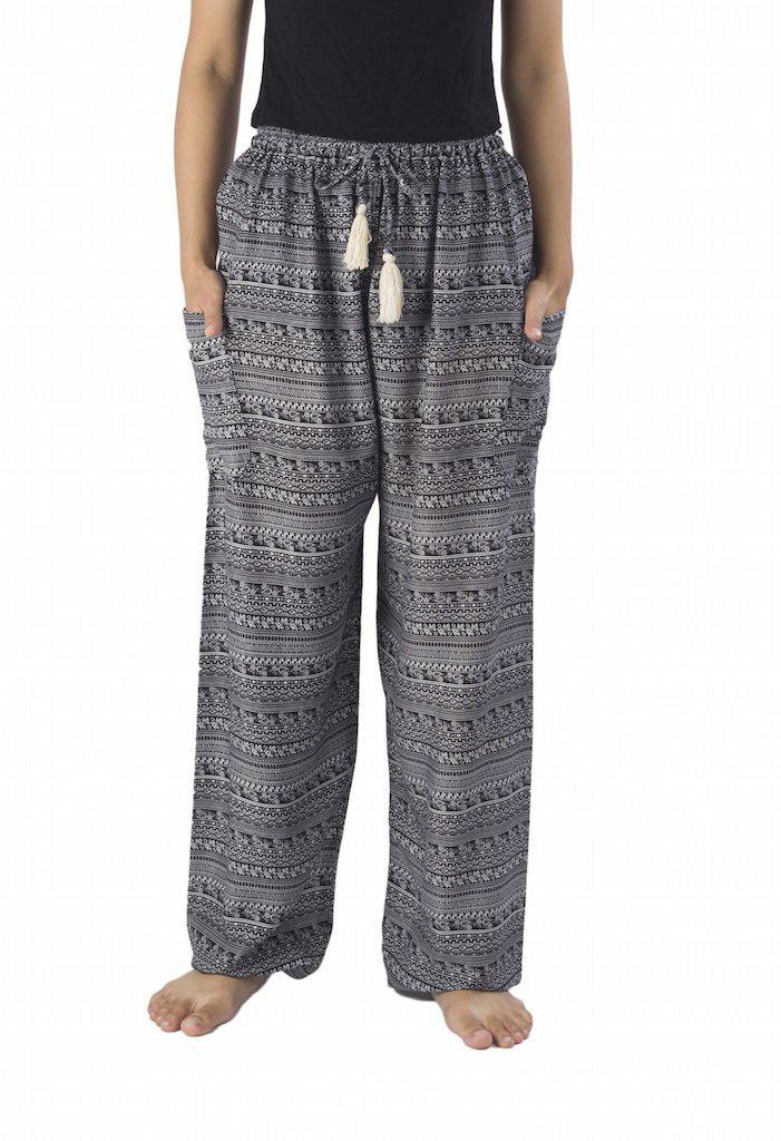 Black Paisley Drawstring Pants - Lannaclothesdesign Shop