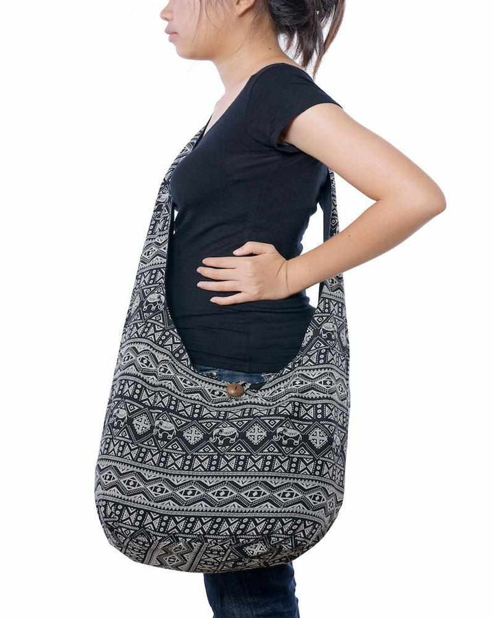 Black Print Shoulder Bag - Lannaclothesdesign Shop