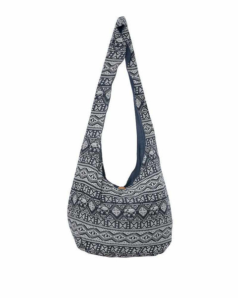 Black Print Shoulder Bag-Bags-Lannaclothesdesign Shop-Lannaclothesdesign Shop