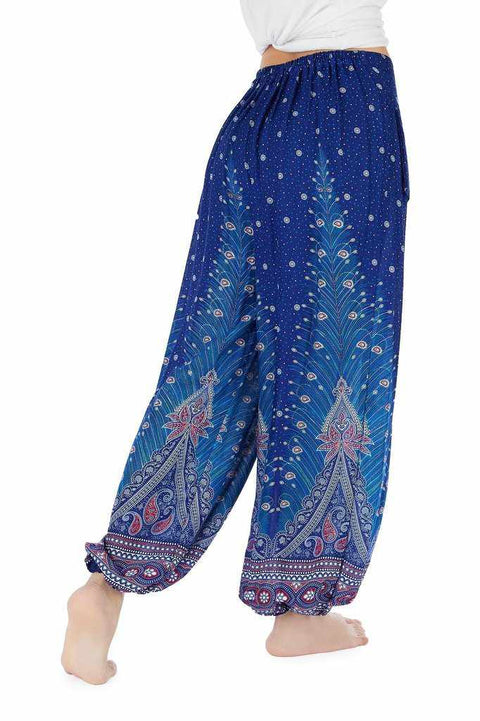 Blue Harem hippie Trousers-Jenny Pants-Lannaclothesdesign Shop-Lannaclothesdesign Shop