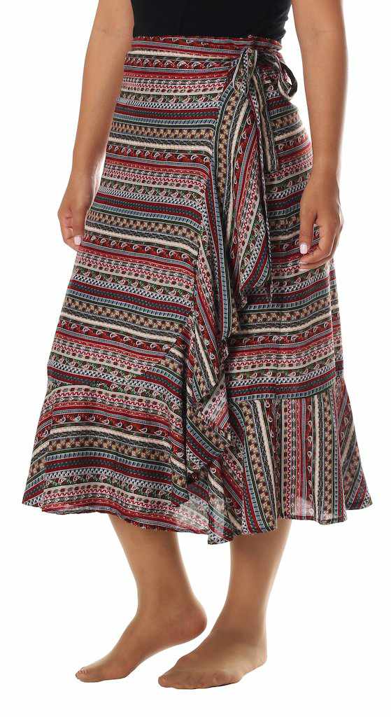 BOHEMIAN MIDI WRAP SKIRT - Lannaclothesdesign Shop