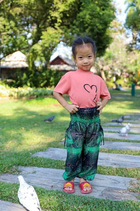 Colorful Kids Harem Pants-Kids Boho Pants-Lannaclothesdesign Shop-2 Years-Green-Lannaclothesdesign Shop