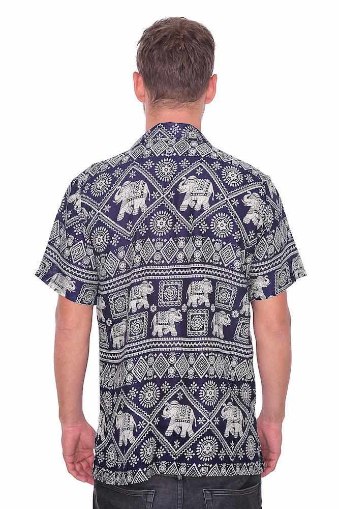 Dark Blue Elephant Hawaiian Shirt - Lannaclothesdesign Shop