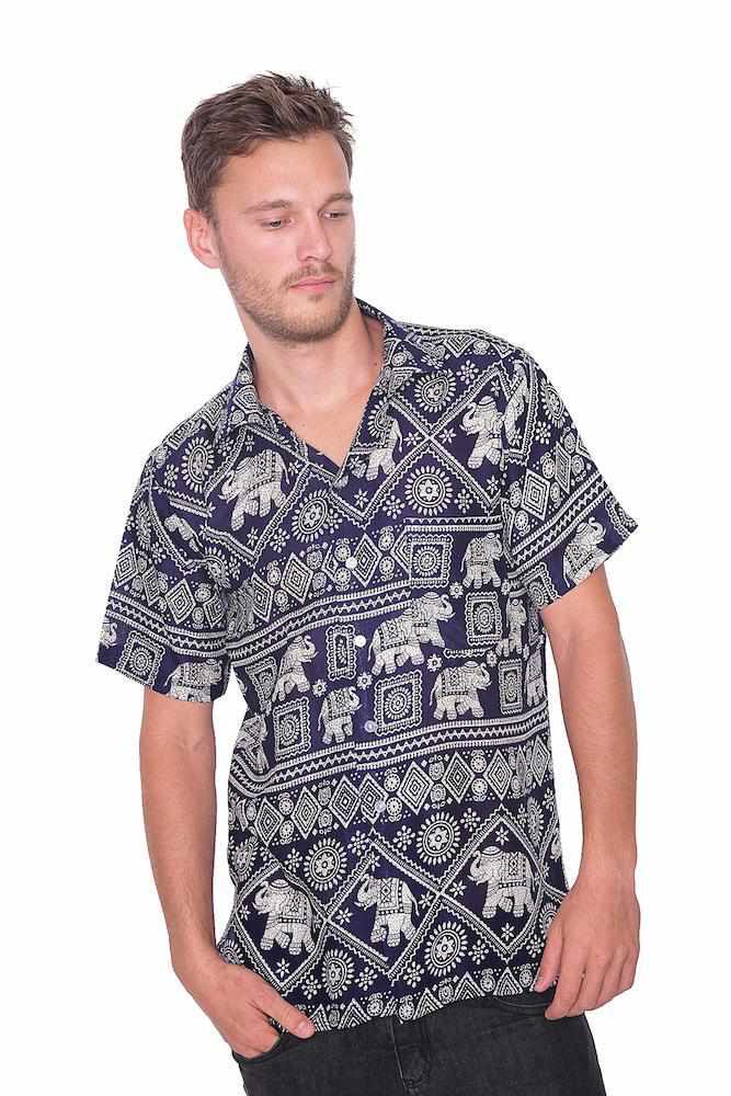 Dark Blue Elephant Hawaiian Shirt - Lannaclothesdesign Shop