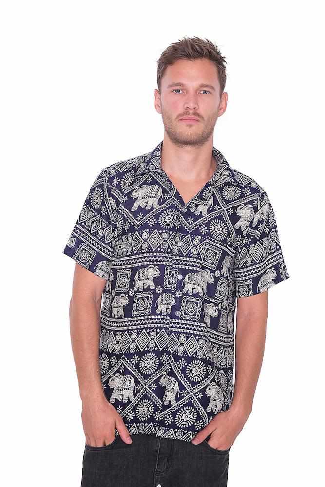 Dark Blue Elephant Hawaiian Shirt - Lannaclothesdesign Shop