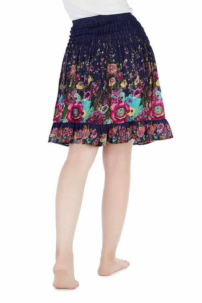 DARK BLUE FLOWER BOHO SKIRT - Lannaclothesdesign Shop