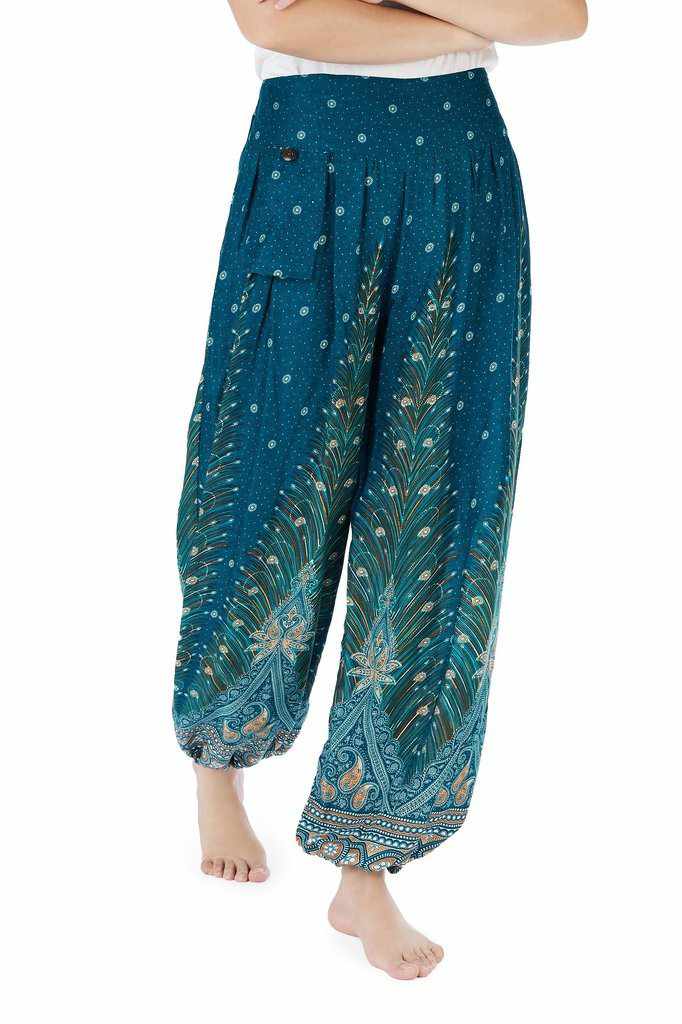 Girls Bohemian Pants - Teal - Lannaclothesdesign Shop