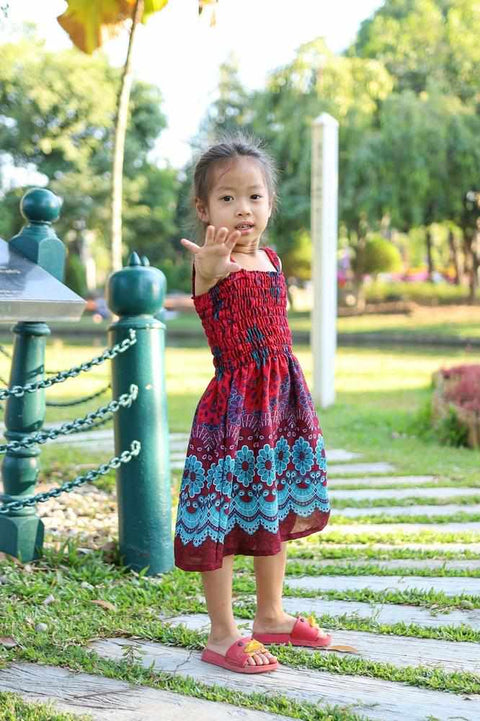 GIRLS SUMMER DRESS-Kids Boho Pants-Lannaclothesdesign Shop-2 Years-Red-Lannaclothesdesign Shop