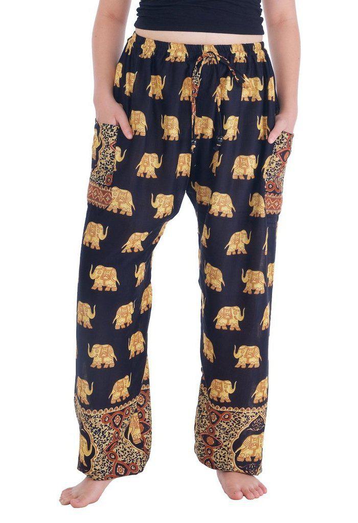Gold Elephant Drawstring Pants - Lannaclothesdesign Shop
