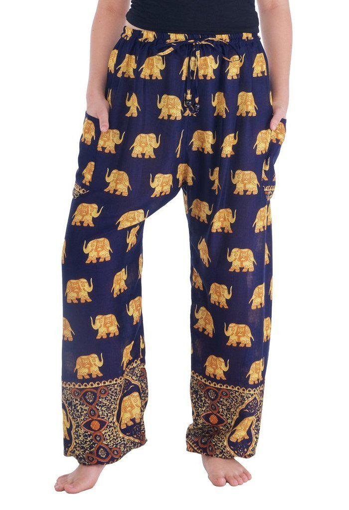Gold Elephant Drawstring Pants - Lannaclothesdesign Shop