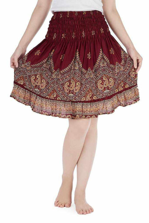 HIGH WAISTED SHORT BOHO SKIRT-Rayon Skirt-Lannaclothesdesign Shop-Lannaclothesdesign Shop