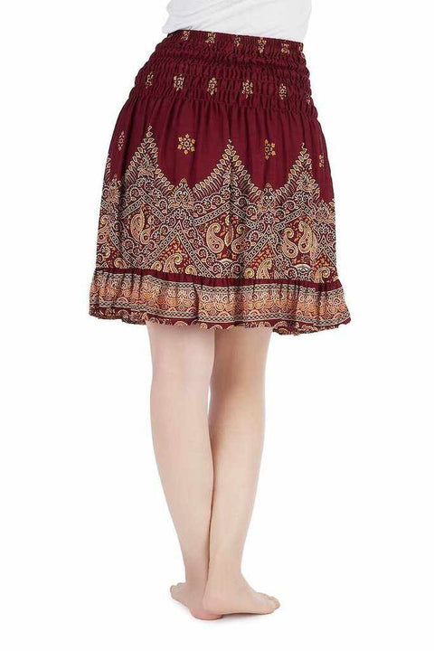 HIGH WAISTED SHORT BOHO SKIRT-Rayon Skirt-Lannaclothesdesign Shop-Lannaclothesdesign Shop