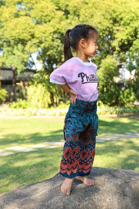 KIDS HAREM PANTS Teal Boho-Kids Boho Pants-Lannaclothesdesign Shop-Lannaclothesdesign Shop