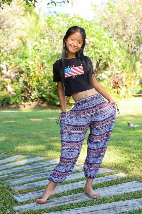 KIDS HAREM PANTS Teal Boho-Kids Boho Pants-Lannaclothesdesign Shop-Lannaclothesdesign Shop