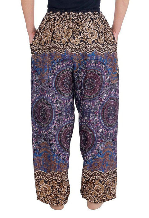 Mandala Harem Pants with Drawstring-Drawstring-Lannaclothesdesign Shop-Lannaclothesdesign Shop