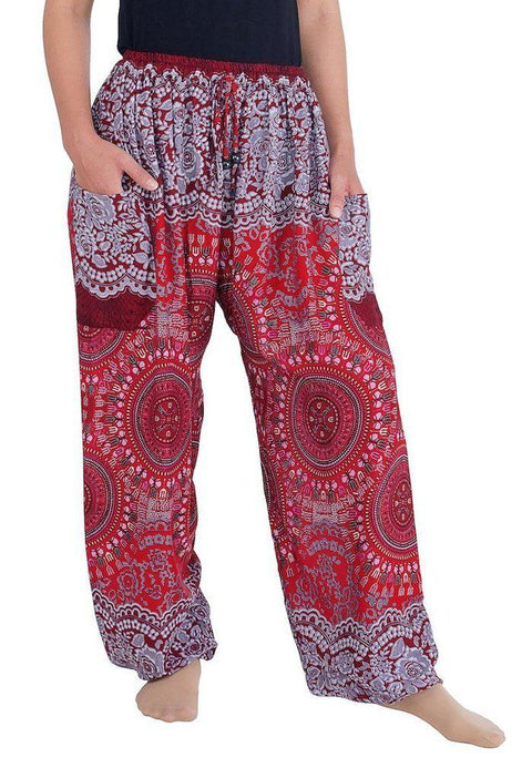 Mandala Harem Pants with Drawstring-Drawstring-Lannaclothesdesign Shop-Lannaclothesdesign Shop