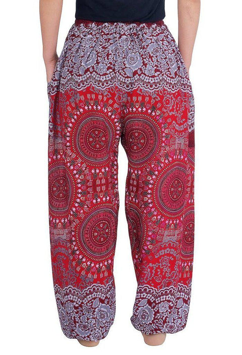 Mandala Harem Pants with Drawstring-Drawstring-Lannaclothesdesign Shop-Lannaclothesdesign Shop