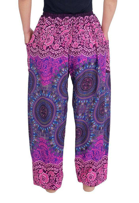 Mandala Harem Pants with Drawstring-Drawstring-Lannaclothesdesign Shop-Lannaclothesdesign Shop