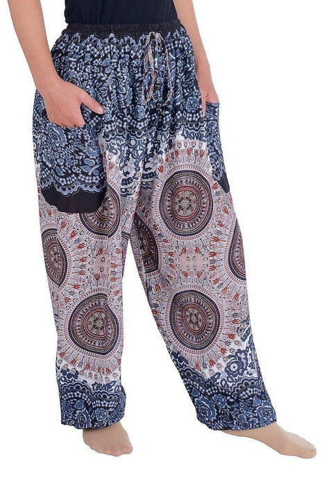 Mandala Harem Pants with Drawstring-Drawstring-Lannaclothesdesign Shop-Lannaclothesdesign Shop