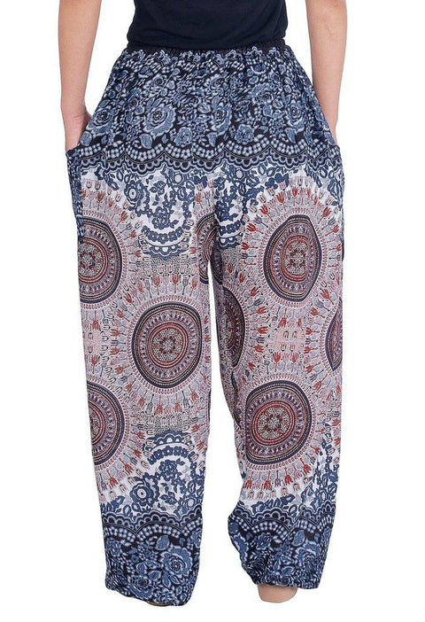 Mandala Harem Pants with Drawstring-Drawstring-Lannaclothesdesign Shop-Lannaclothesdesign Shop