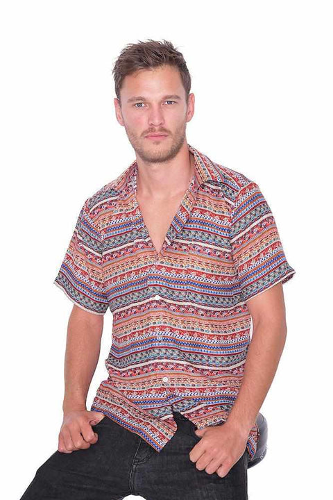 RED HAWAIIAN Short Sleeve Shirt-Men Shirt-Lannaclothesdesign Shop-Small-Lannaclothesdesign Shop