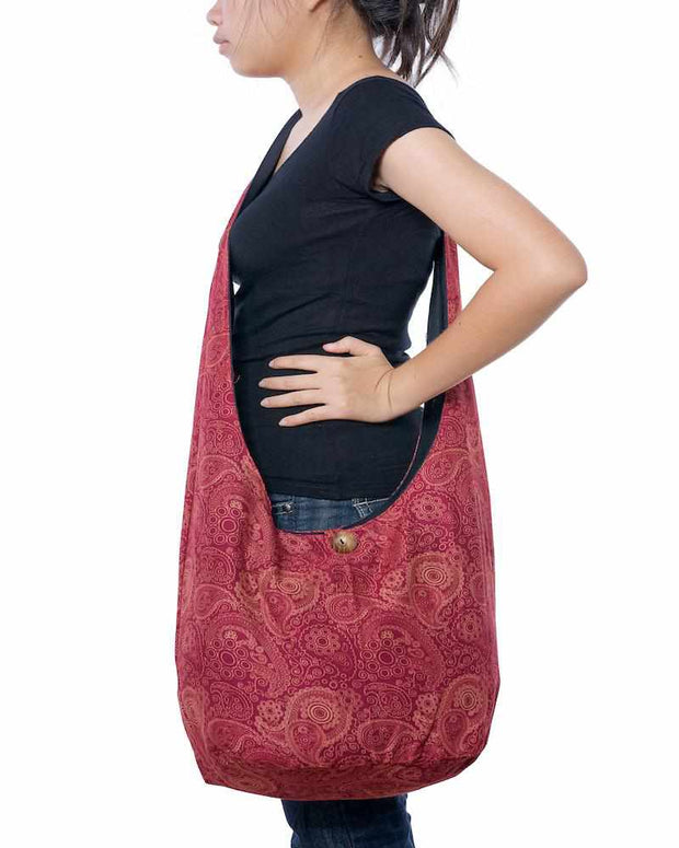 Red Print Sling Bag-Bags-Lannaclothesdesign Shop-Lannaclothesdesign Shop