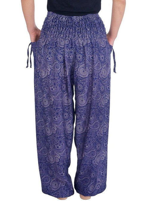 Sea Horse Harem Trousers-Smocked-Lannaclothesdesign Shop-Lannaclothesdesign Shop