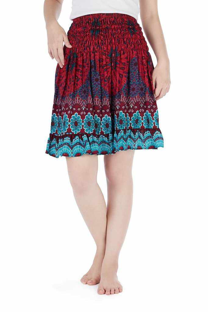 SHORT FLORAL MANDALA BOHO SKIRT - Lannaclothesdesign Shop