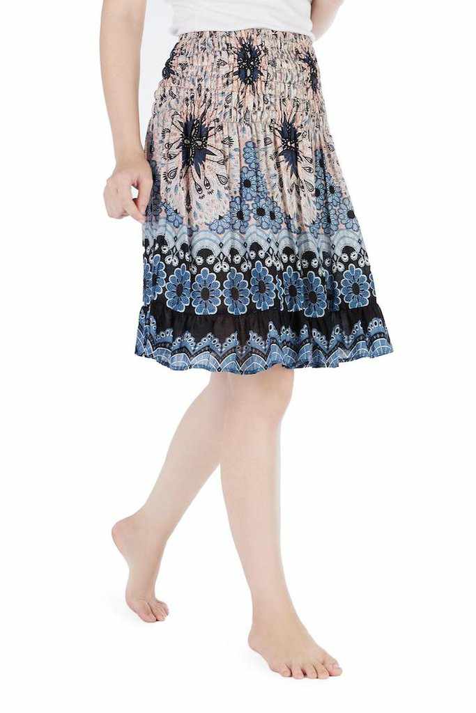 SHORT FLORAL MANDALA BOHO SKIRT - Lannaclothesdesign Shop