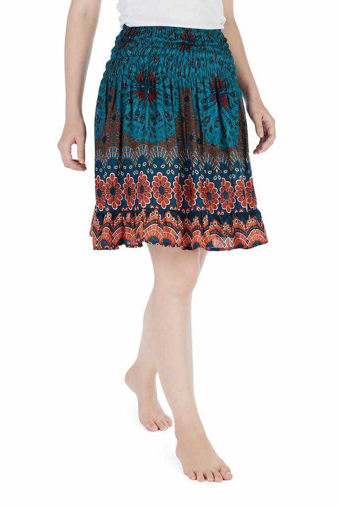 SHORT FLORAL MANDALA BOHO SKIRT - Lannaclothesdesign Shop