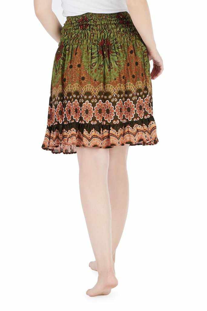 SHORT FLORAL MANDALA BOHO SKIRT - Lannaclothesdesign Shop