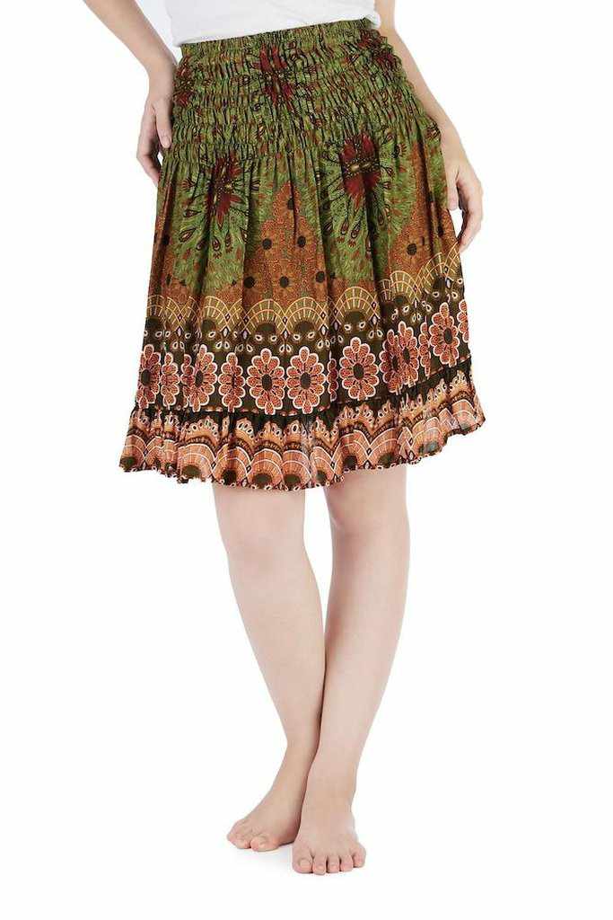 SHORT FLORAL MANDALA BOHO SKIRT - Lannaclothesdesign Shop