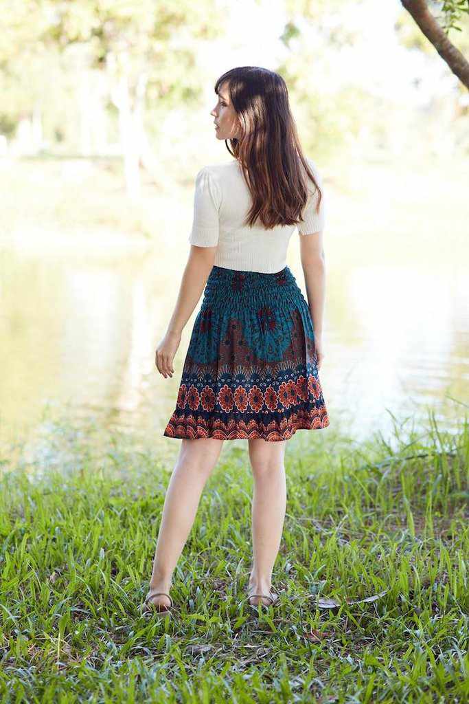 SHORT FLORAL MANDALA BOHO SKIRT - Lannaclothesdesign Shop