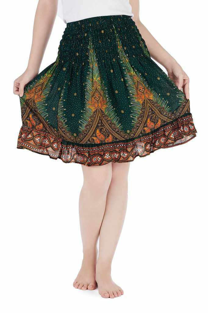 SHORT PEACOCK BOHO SKIRT - Lannaclothesdesign Shop