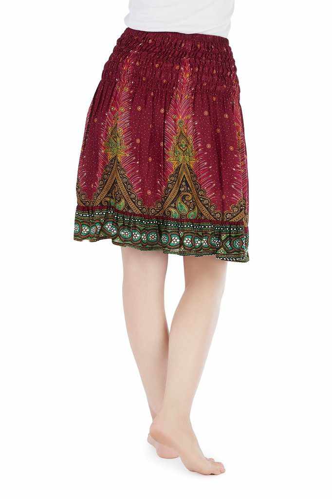 SHORT PEACOCK BOHO SKIRT - Lannaclothesdesign Shop