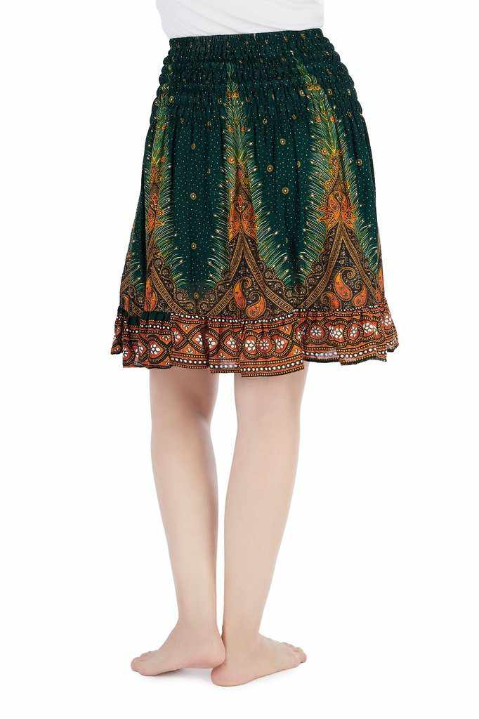 SHORT PEACOCK BOHO SKIRT - Lannaclothesdesign Shop