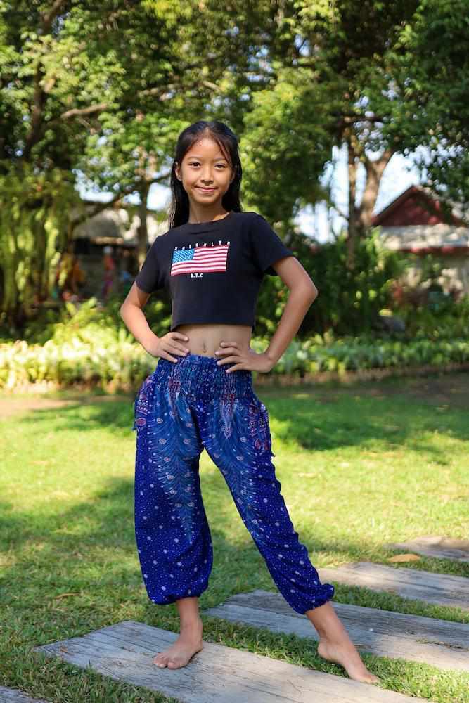KIDS PEACOCK HAREM PANTS - Lannaclothesdesign Shop