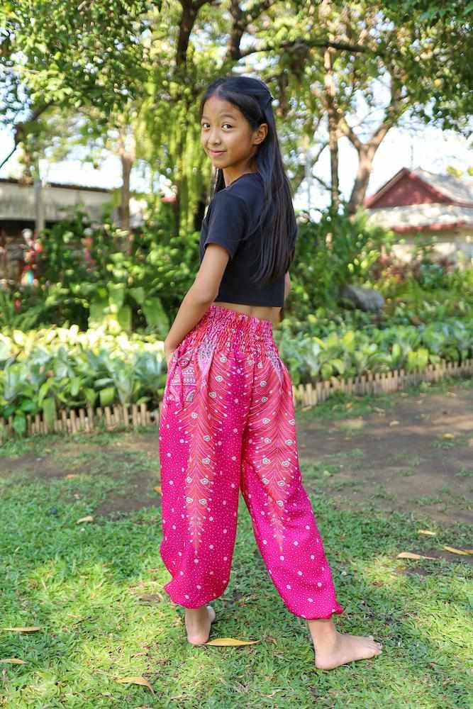 KIDS PEACOCK HAREM PANTS - Lannaclothesdesign Shop