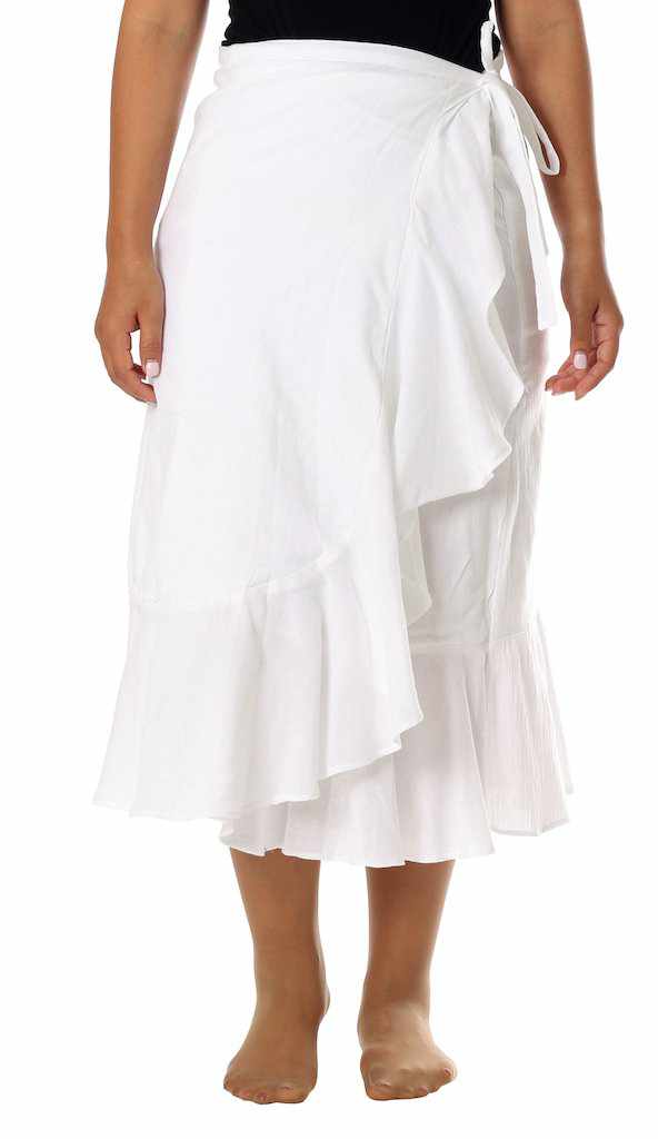 WHITE COTTON MIDI SKIRT - Lannaclothesdesign Shop