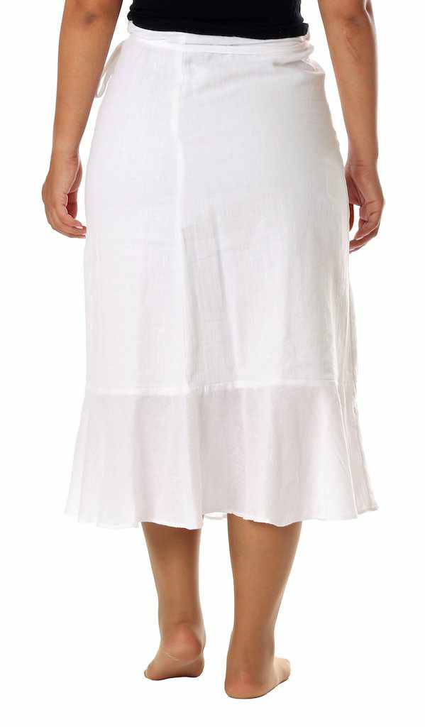 WHITE COTTON MIDI SKIRT - Lannaclothesdesign Shop