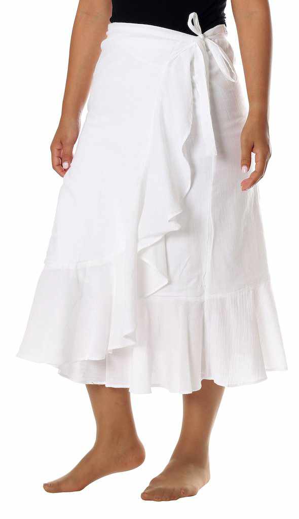 WHITE COTTON MIDI SKIRT - Lannaclothesdesign Shop