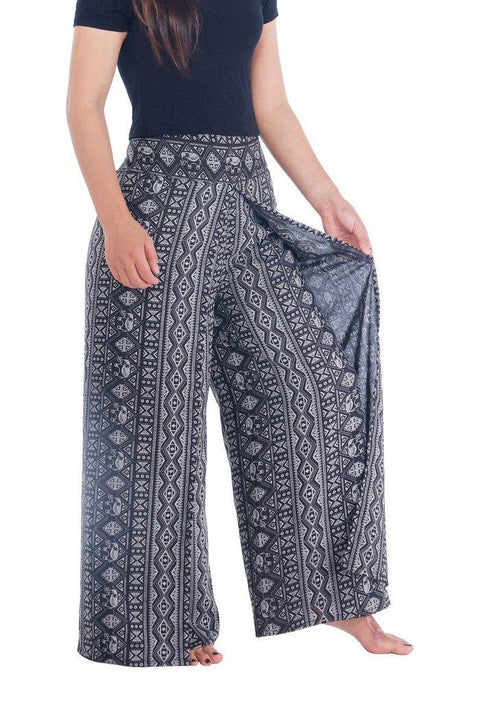 Wide Leg Pants Elephants Design-Wide Leg-Lannaclothesdesign Shop-Lannaclothesdesign Shop