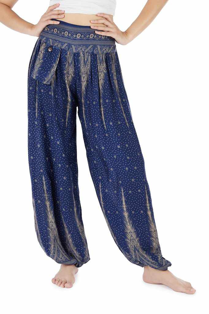 Women Blue Harem Pants - Lannaclothesdesign Shop