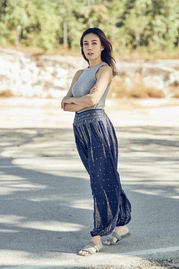Women Blue Harem Pants - Lannaclothesdesign Shop