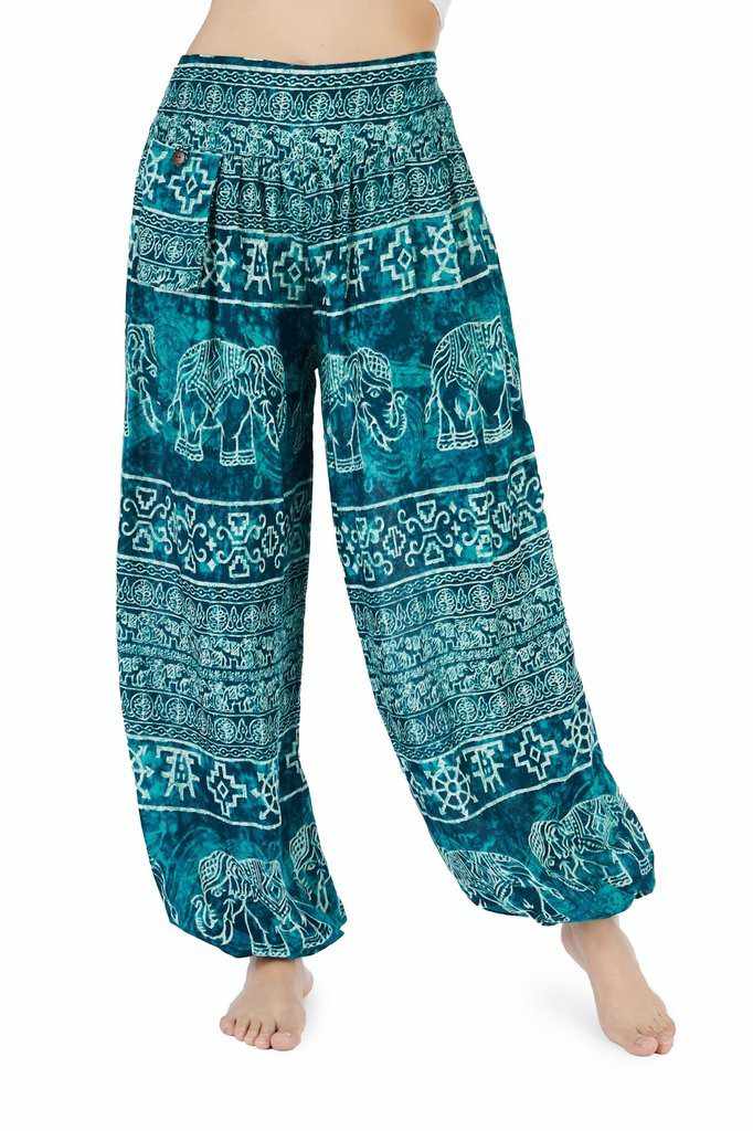 Women Teal Hippie Pants - Lannaclothesdesign Shop