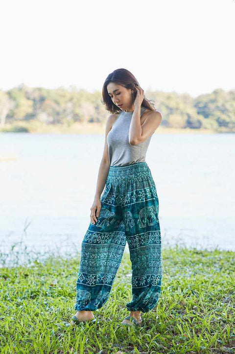 Women Teal Hippie Pants-Jenny Pants-Lannaclothesdesign Shop-XS/S-Teal-Lannaclothesdesign Shop