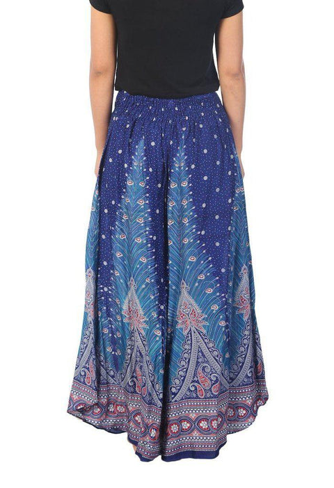 Womens Peacock Design Palazzo Pants-Palazzo-Lannaclothesdesign Shop-Lannaclothesdesign Shop