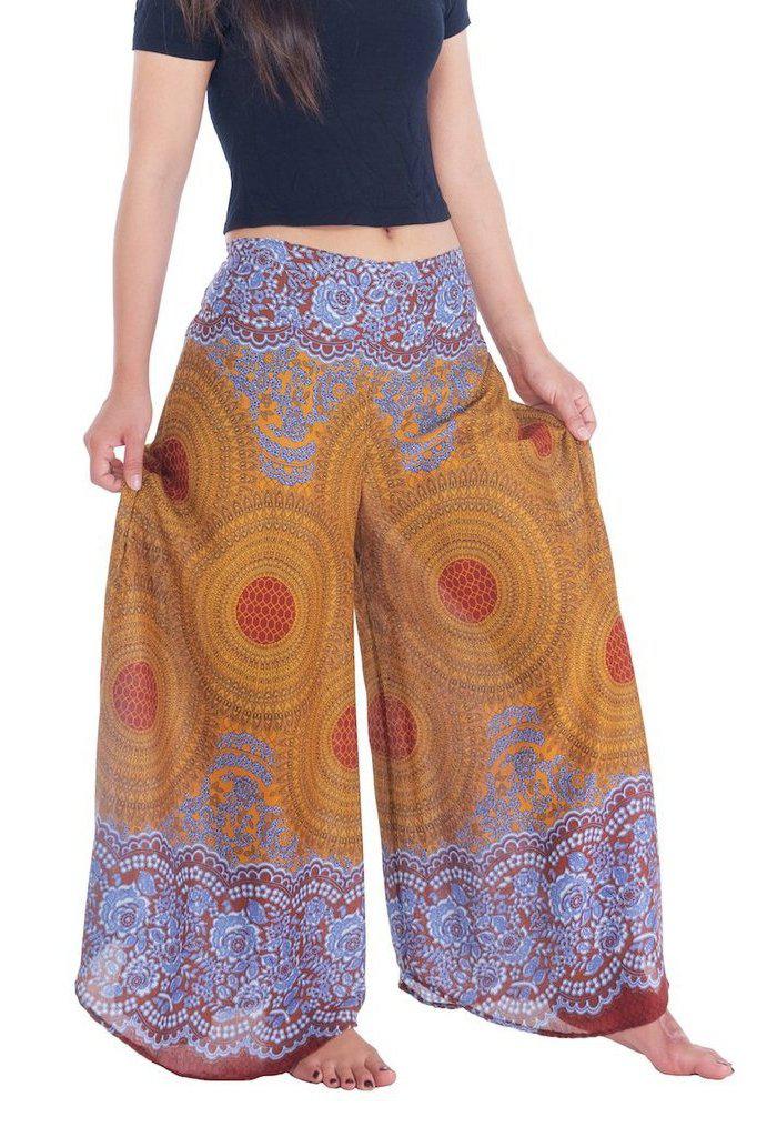 Womens Rose Design Wide Leg Palazzo Pants - Lannaclothesdesign Shop